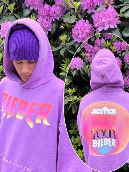 

justice world tour bieber hoodie women men justin bieber new merch concert hooded sweatshirt fleece pullover graphic hoodie coat, Black