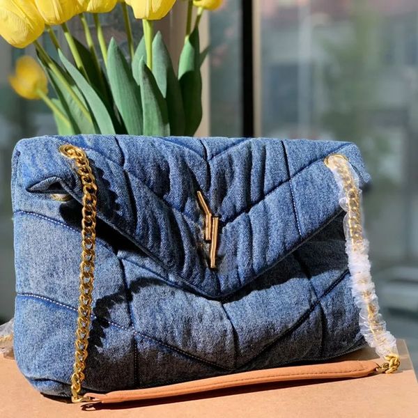 

loulou denim shoulder bag fashion handbag purse luxury designer tote women cowboy messenger flap bags crossbody clutch wallet heave gold cha