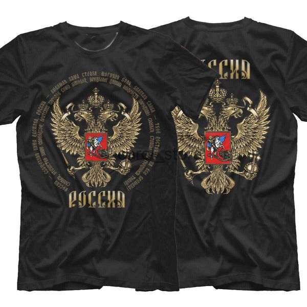 

men's t-shirts russian national anthem double headed eagle national emblem t-shirt. summer cotton short sleeve o-neck mens t shirt new, White;black