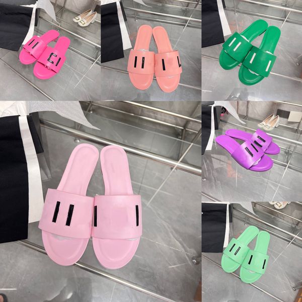 

designer slippers women's sandals candy color luxury low heels sweet fashion letter jelly outdoor beach slippers 35-40, Black