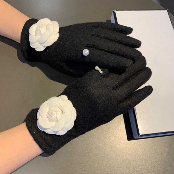 

ch designer gloves leather glove ladies wool winter mitten for women official replica counter quality european size t0p quality 017, Blue;gray
