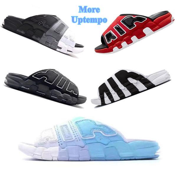 

men women more uptempos sandals mens womens designer sandals black white red sports slide slipper sandal platform shoes size 36-45