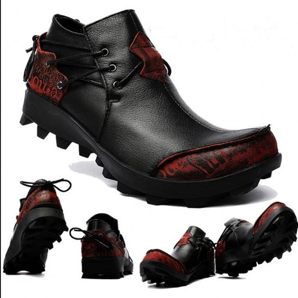 

genuine leather big toe driving loafers fashion thick heel mens leisure shoes groom wedding dress shoe, Black