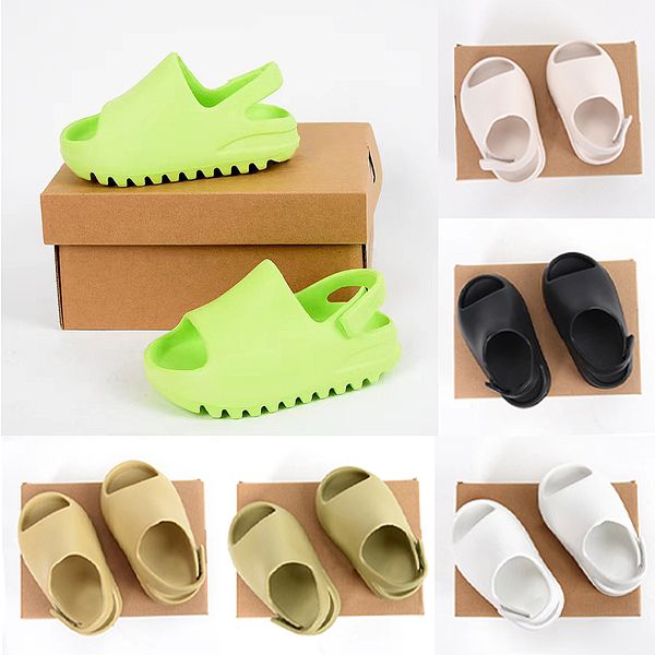 

kids shoes foam slide sandals infants toddlers boys girls Resin EVA glow green resin desert sand onyx bone runner foam childrens slipper youth, With box