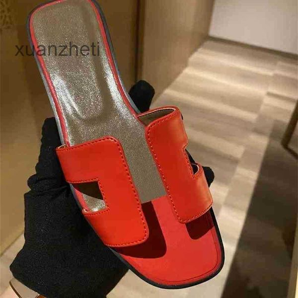 

oran summer women shoes beacslide slipper designers slippers classic cow h. sandals leather flip flops heels ladies fashion orange cut-out s