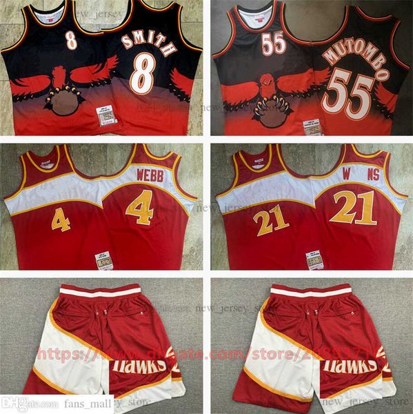

mitchell and ness authentic stitched basketball spud webb jerseys retro digital print 8 steve smith 55 dikembe mutombo jersey breathable spo, Black;red