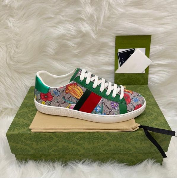 

fashion designer shoes mens womens cartoons casual shoe genuine leather bee tiger snake embroidery stripes classic men sneakers, Black