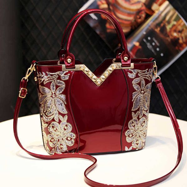

taizhou women's bag new elegant bright leather large capacity handbag fashion single shoulder bag messenger bag