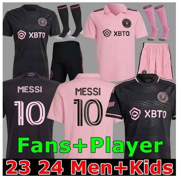 

2023-24 inter miami soccer jerseys cf messis matuidi higuain campana yedlin beckham mls 23 24 football men kids player fans version shirt ki, Black;yellow