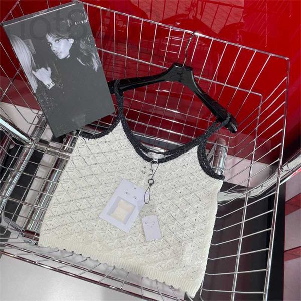 

women's tanks & camis designer summer new sweet versatile silver yarn double c letter hollow camisole female 7s6t, White