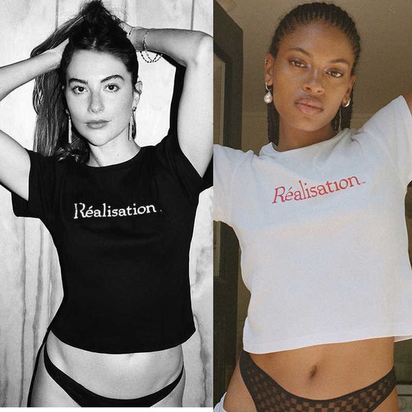 

2023 spring and summer new women's t-shirt designer niche north american wind brother classic letter print stretch fabric short short s, White