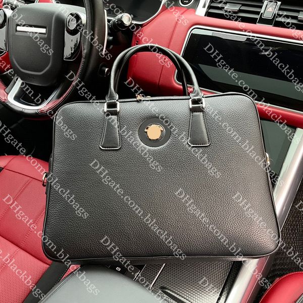 

classic designer lapbag men black leather briefcase computer bag versatile lapshoulder bags large capacity handbag for mens