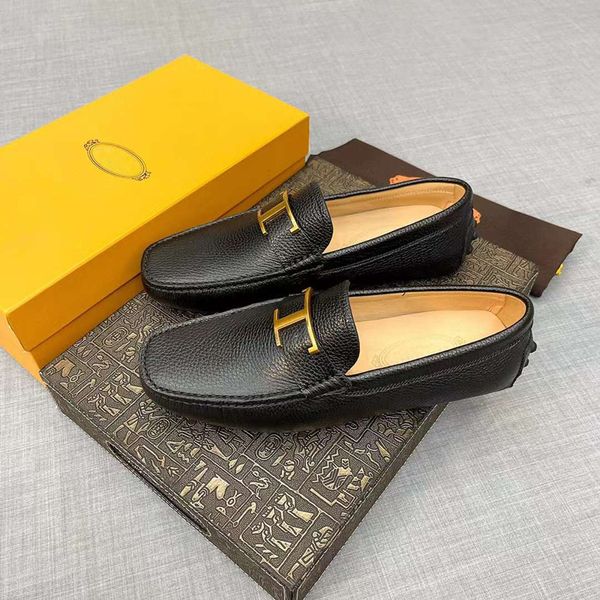 

fashion mens loafers casual shoes gommino running sneakers metal letters elasticd italy elasticated low leather designer walk drive athleti, Black