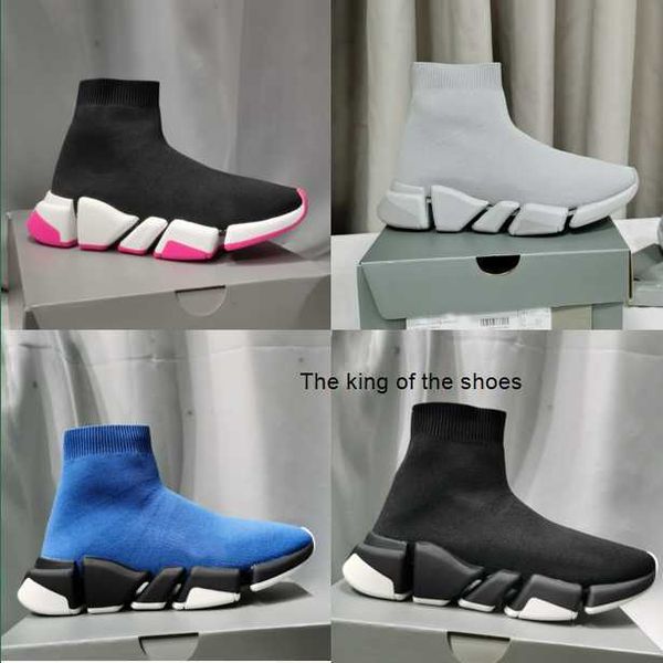 

2023 men women triple s new knit socks shoes mesh speed 2.0 designer sneaker high race runners trainer casual running thick sole trainers sn, Black