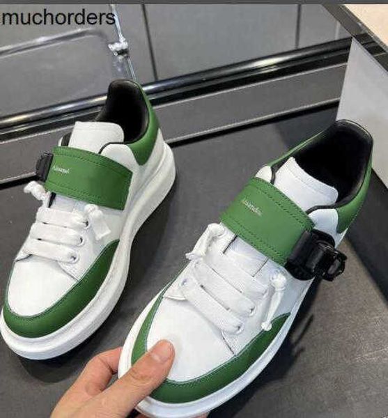 

2022 spring new mcqueees sting small white shoes men's buckle leather thick sole increase fashion women's trend casual men's, Black