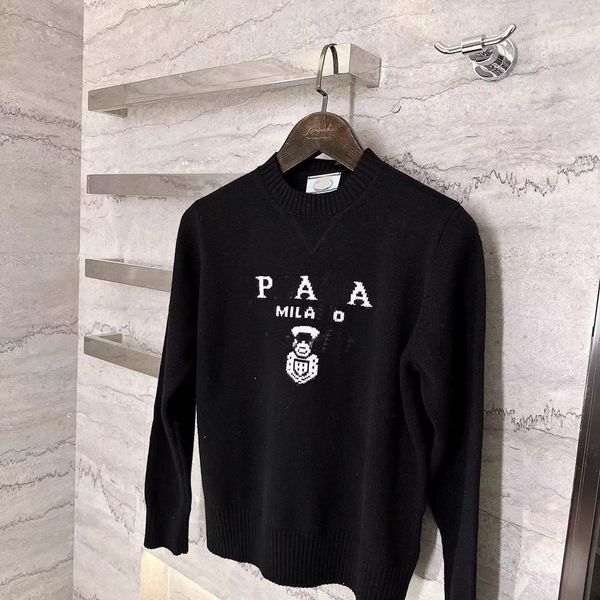 

new women designer sweater apparel knitted round neck sweater letter long sleeve female clothing pullover plus size, White;black