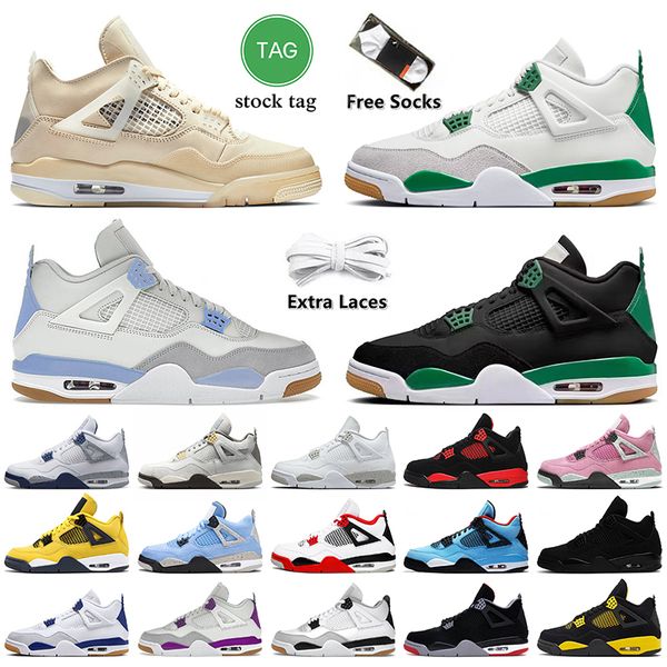 

2023 jumpman 4 basketball shoes sail pine green light blue black cat 4s bred thunder white oreo white oreo fire red military blue canvas wom
