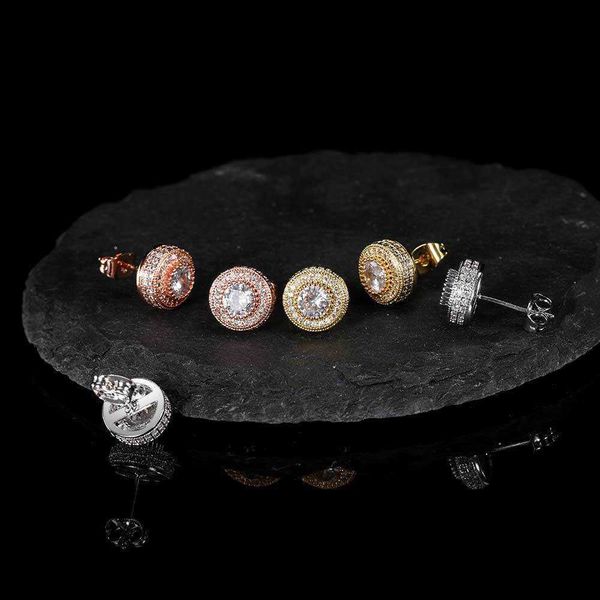 

stud stud round full of earrings trendy hip rapped men and women earrings accessories r230619, Golden;silver
