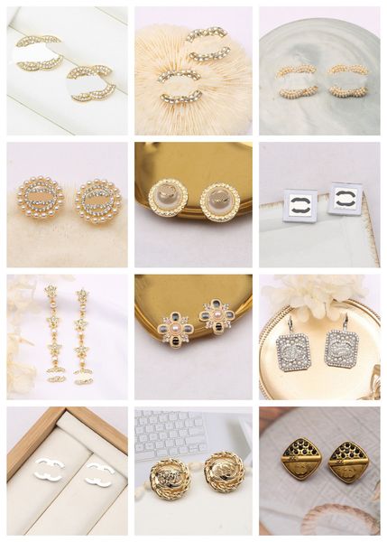 

luxury designer letter stud earring for charm women letters studs full pearl fashion earrings wedding party jewerlry 20style, Golden;silver