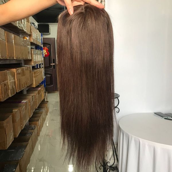 

stock human hair touppe for women brown ers lace base 6*7 inch chinese remy hair pieces 130% density breathable comfortable, Black;brown