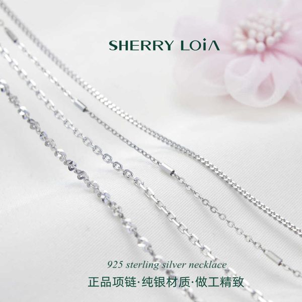 

selling item s925 sterling silver necklace collar chain single bare matching no pendant c card cross long water wave pattern