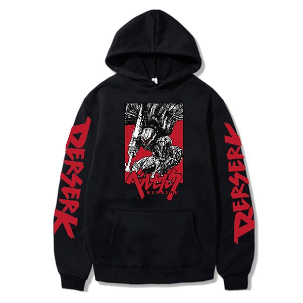 

japanese anime hoodie fashion hoodies retro manga berserk long sleeve pullovers vintage casual harajuku y2k men's clothing, Black
