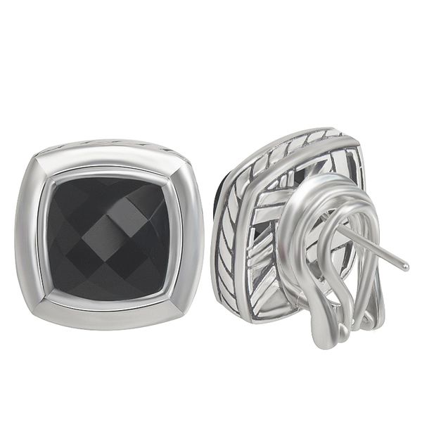 

design stud earrings for women 11mm cushion cut black cubic zirconia earrings jewelry trendy white gold plated brass ear stud, Golden;silver