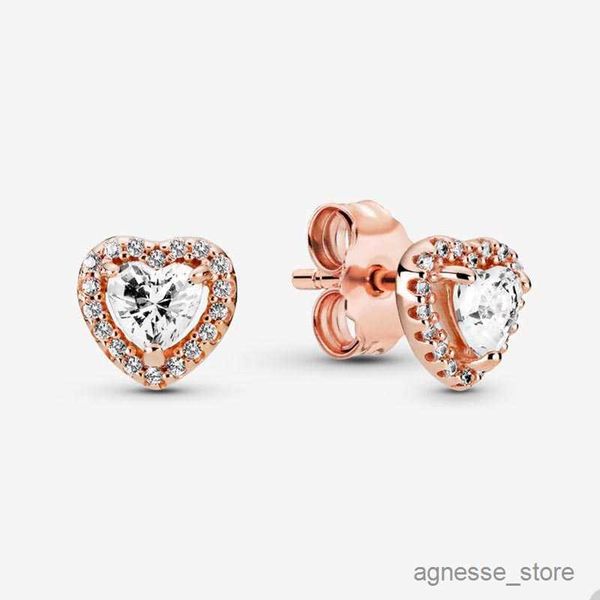 

stud 18k rose gold elevated heart stud earrings for sterling silver wedding earring set designer jewelry for women diamond earring with orig, Golden;silver