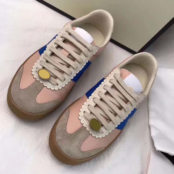 

designer dirty casual shoes distressed screener sneakers men women sneaker classic blue red stripe rubber shoe low leather trainers size wit, Black