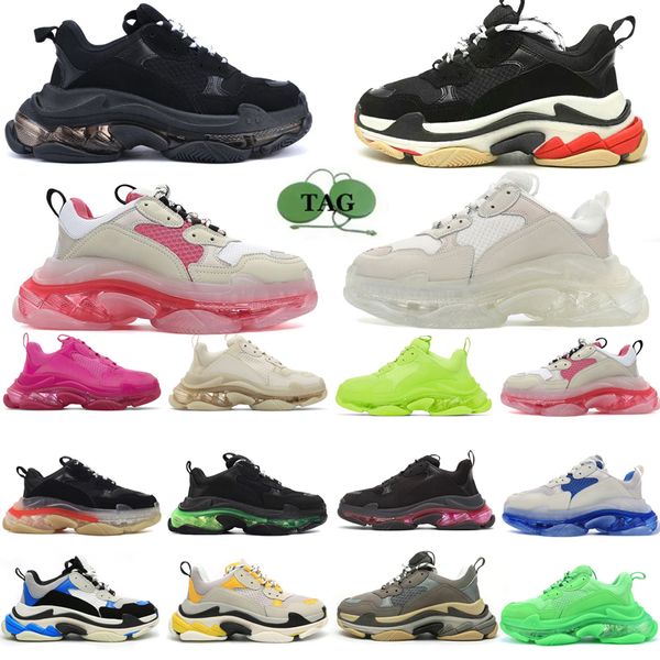

designer triple s sneakers casual luxury shoes clear sole black white beige teal blue bred red pink mens women trainers tennis