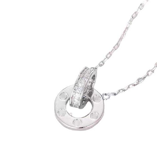 

internet celebrity carti double ring necklace titanium steel plated chain pendant star collar 676t, Silver