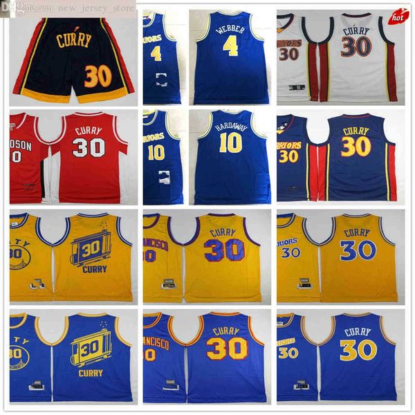 

retro vintage basketball stephen 30 curry jerseys chris stitched 4 webber blue 10 hardaway jerseys man white red, Black;red