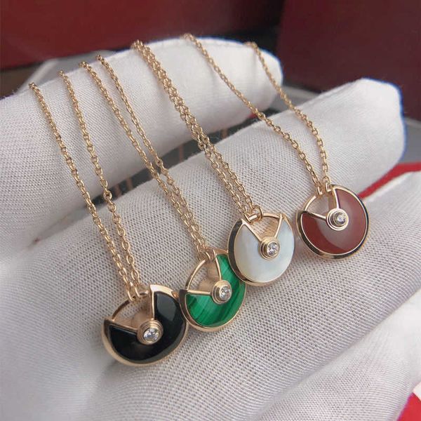 

selling funds 18k rose gold talisman necklace needlework chalcedony white fritillary small round cake pendant ins clavicle chain, Silver