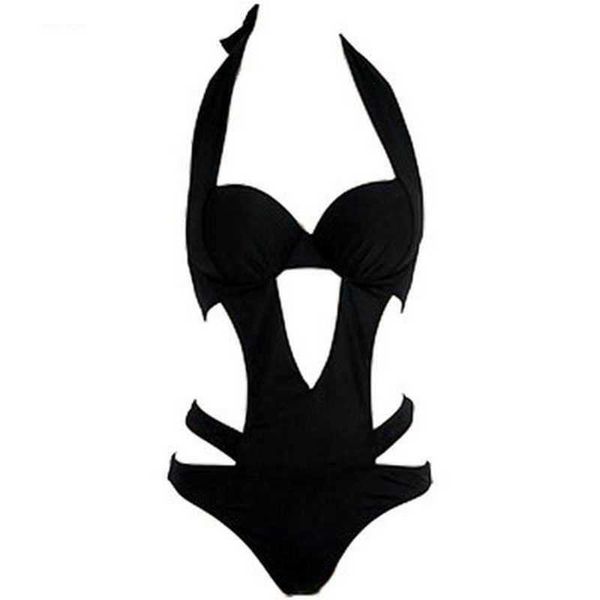 

women's swimwear new style swimsuit feeling backless one-piece binding bikini small chest gathered steel support 1 o0i3, White;black