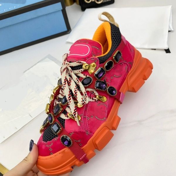 

flashtrek designer sneakers rhyton casual shoes brand vintage platform shoes men women multicolor running sneaker size 35-45 15, Black