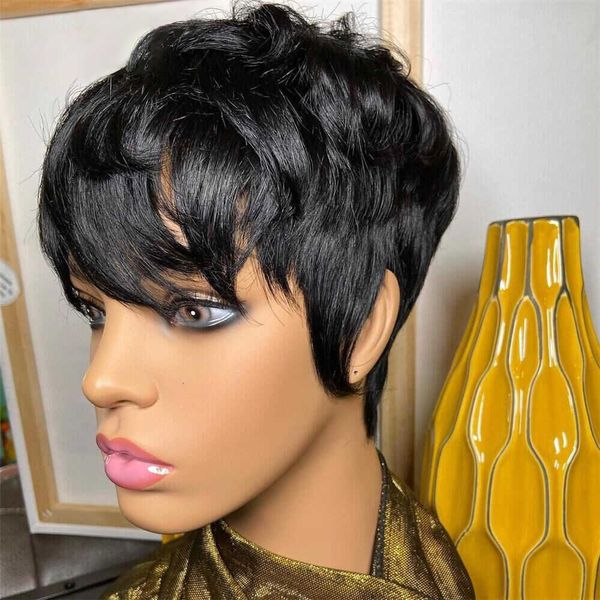 

nxy hair wigs short human wig pixie cut curly brazilian for black women virgin full machine made glueless 230619