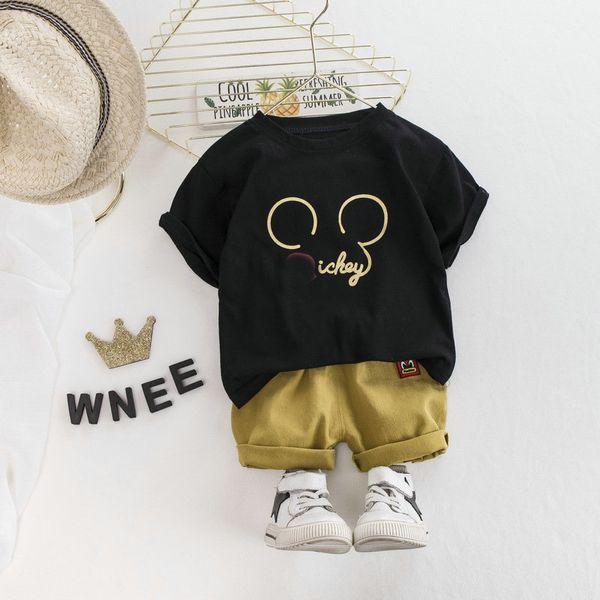 

Summer Baby Girls Clothing Sets Kids Short Sleeves T Shirt Shorts Suit Children Tracksuits Infant Clothes Outfits 1 2 3 4 Years, Black