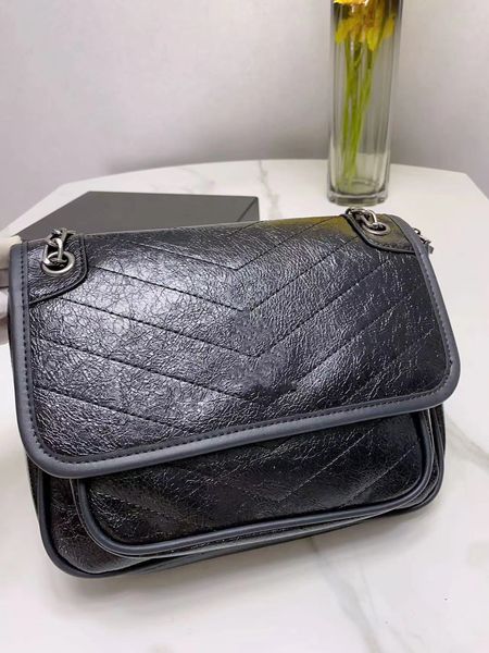 

black pu tote bag niki handbag fashion chain crossbody bag women's underarm sewn shoulder bag the most popular luxury purse chain bag