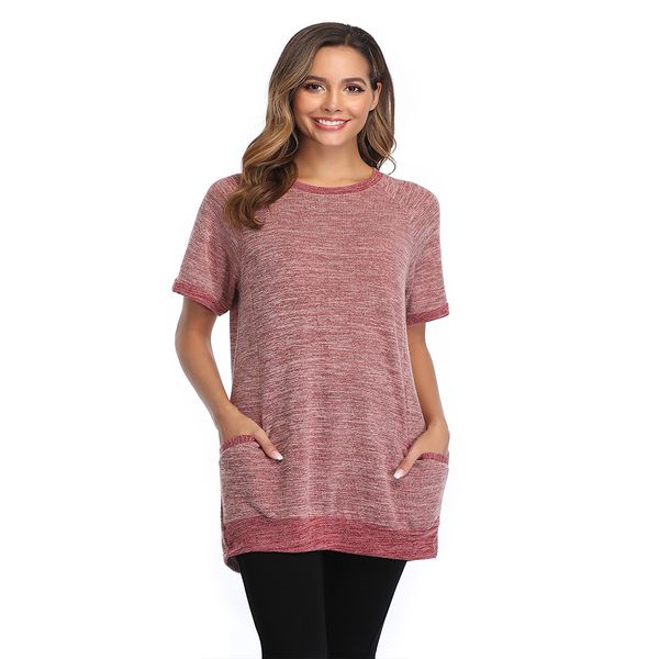 

women's short sleeve pullover solid t-shirt, White