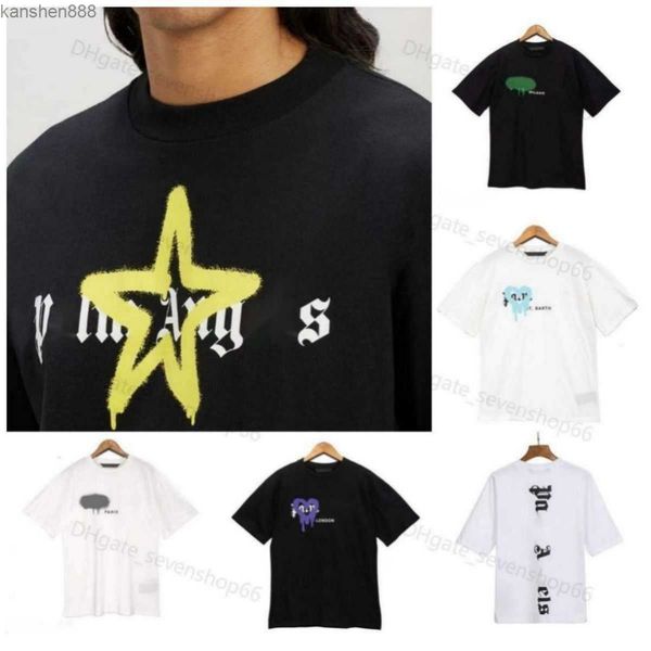 

23s men's shirts shirt palms palmangel city designer limited inkjet graffiti letter printing women's sailboat short-sleeved casual, White;black