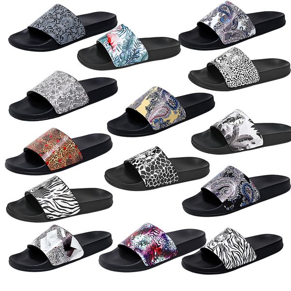 

luxury brand designer slippers anti-odour sandals flat hand-painted print men slipper sandals rubber anti-slip bathroom shoes beach shoes si, Black
