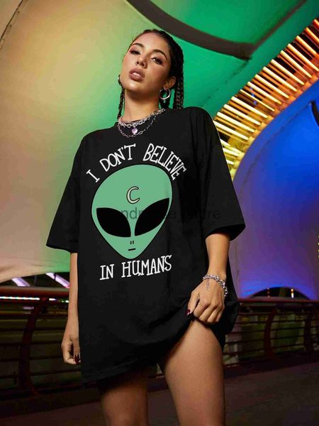 

women's t-shirt alien print summer female fashion casual tee girl creative clothing t-shirts ropa mujer alien harajuku gothic women ts, White