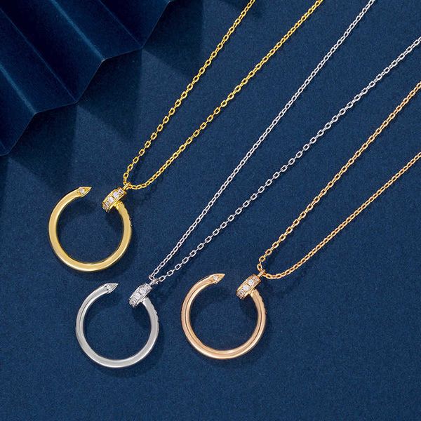 

counter quality c card s925 pure silver shiny head and tail drill nail necklace is creative luxurious simple elegant high-grade clavicle cha, Black
