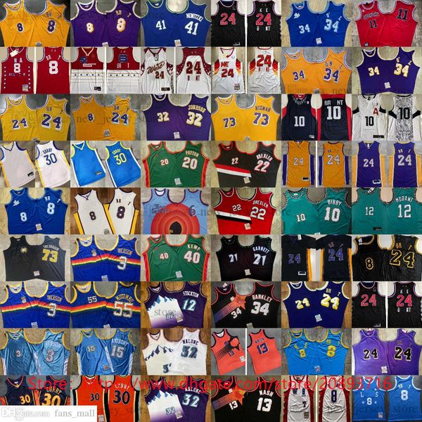 

mitchell and ness authentic stitched west basketball jerseys tune squad james morant curry iverson nash bibby malone stockton payton garnett, Black;red