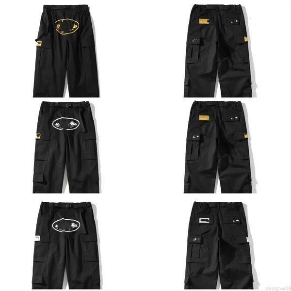 

2023 men's y2k cargo pants corteizs harajuku hip hop print multi pocket overalls hip hop punk rock wide leg pants oversized streetwear, Black