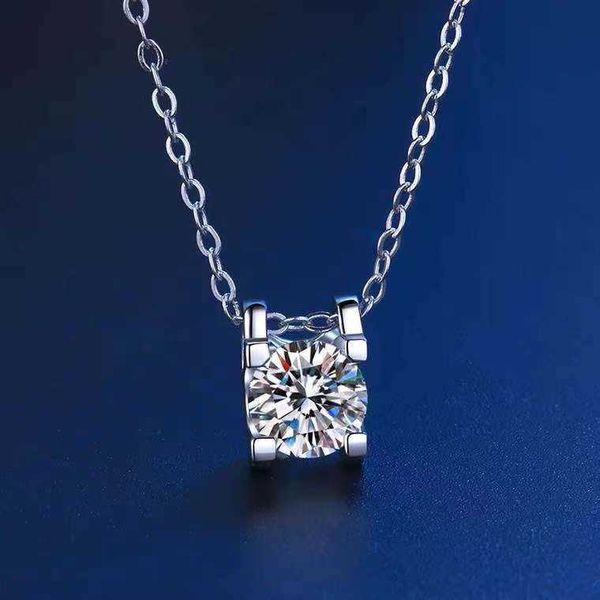 

counter quality classic c card cow head one claw moissanite necklace pendant female s925 sterling silver collar chain live broadcast, Black