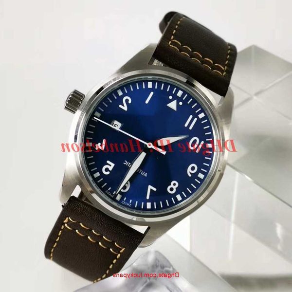 

designer r olax watches new iw327004 luxusuhr watches orologio di lusso pilot little prince mens automatic watch leather strap blue dial rel, Slivery;black
