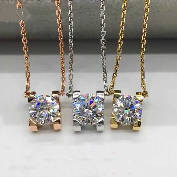 

counter quality c card single diamond cowhead necklace 925 sterling silver plated 18k gold inlaid with one cowhorn claw four claw pendant, Black