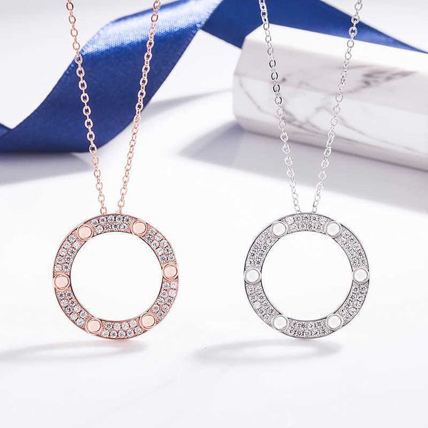 

selling funds s925 sterling silver c card pancake love screws classic round necklace 18k rose gold plated female collar chain, Black