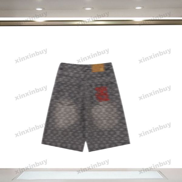 

xinxinbuy men women designer shorts pant lady pattern embroidery summer black khaki brown s-xl